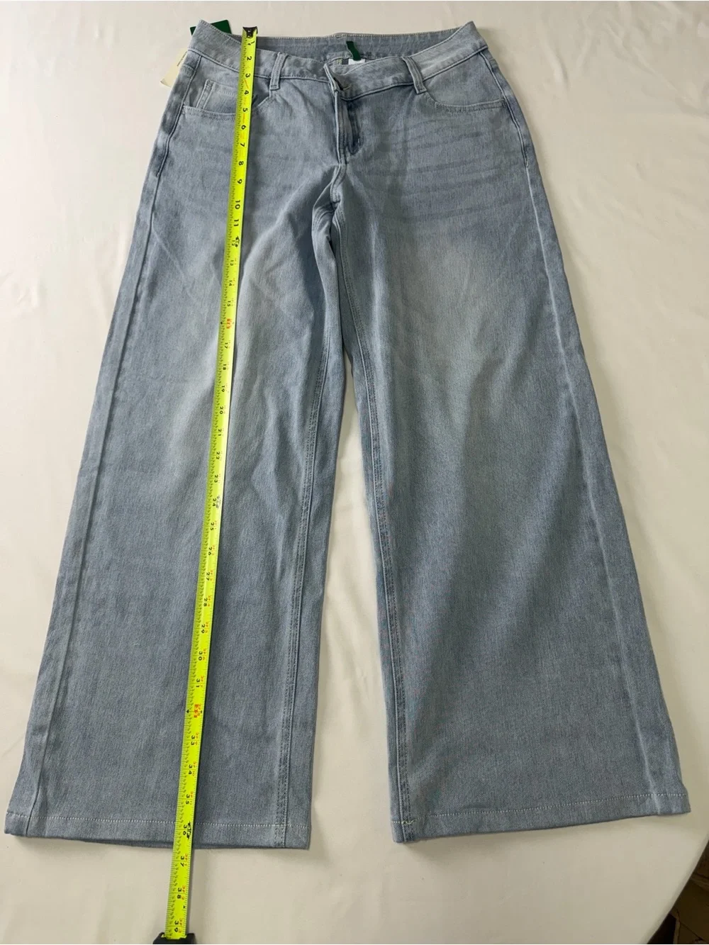 HALARA Light Blue Asymmetrical Wide-Leg Denim Jeans - Picture 5 of 14
